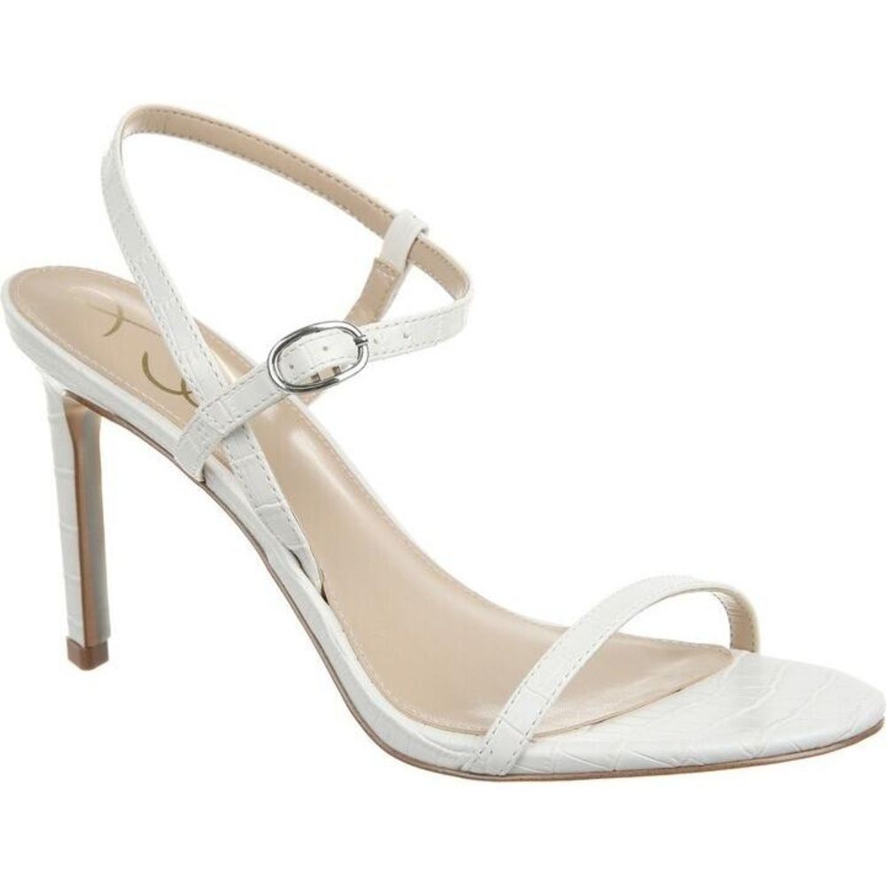 Sam Edelman High Heel Sandals 9.5 Strappy Croc Minimalist Wedding Cream Doran